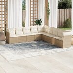 vidaXL Salon de jardin avec coussins 9 Pièces beige résine tressée