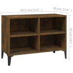vidaXL Meuble TV avec pieds en métal Chêne fumé 69 5x30x50 cm