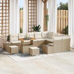 vidaXL Ensemble de canapé de jardin avec coussin 12 Pièces Beige  Crème