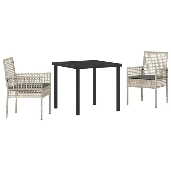 vidaXL Ensemble de salle à manger pour jardin 3 Pièces Gris clair