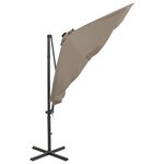 vidaXL Parasol de jardin en porte-à-faux et mât et lumières LED taupe