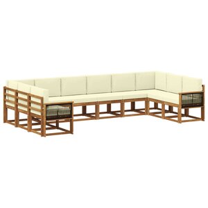 vidaXL Ensemble de canapés d'extérieur 10 pc Naturel et Crème