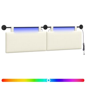 vidaXL Tête de lit suspendue Crème Tissu en velours côtelé
