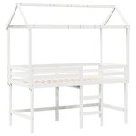 vidaXL Lit superposé et échelle et toit blanc 90x200cm bois pin massif