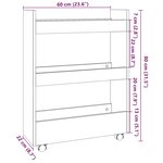 vidaXL Chariot de rangement étroit 3 niveaux chêne sonoma