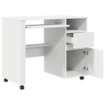 vidaXL Bureau avec roulettes Blanc 91 x 50 x 77 cm Bois d'ingénierie