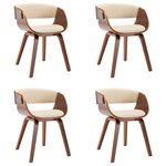 vidaXL Chaises à manger lot de 4 crème bois courbé et similicuir