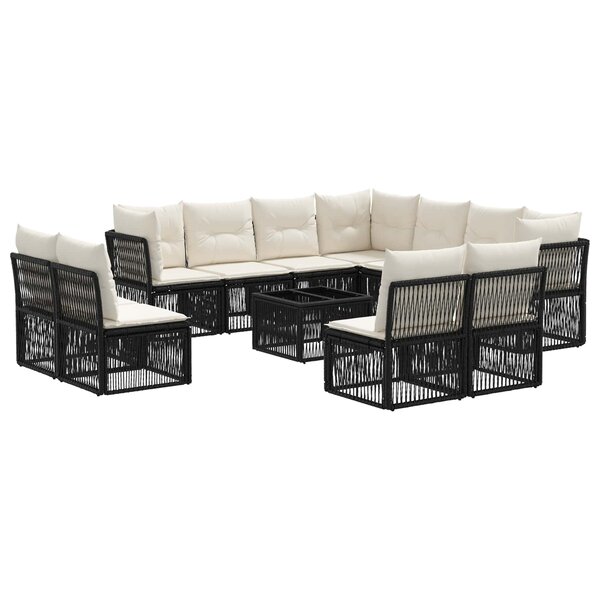 vidaXL Ensemble de canapé de jardin 12 Pièces Noir polyrotin