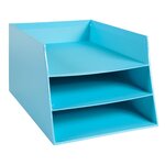 Corbeille À Courrier Combo 3 Niveaux Carton Aquarel - Bleu Pastel - X 4 - Exacompta