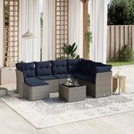 vidaXL Salon de jardin 8 Pièces avec coussins gris résine tressée