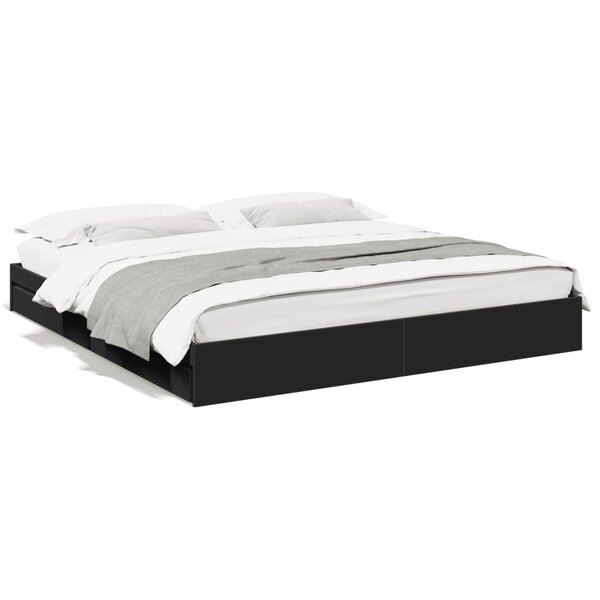 vidaXL Cadre de lit avec tiroirs sans matelas noir 180x200 cm