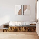 vidaXL Cadre de lit avec rangement Chêne fumé 234 x 103 x 53.5 cm