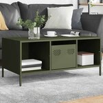 vidaXL Table basse vert olive 101 5x50x43 5 cm acier laminé à froid