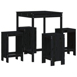 vidaXL Ensemble de bar de jardin 5 Pièces noir bois de pin massif