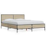 vidaXL Cadre de lit chêne sonoma 120x190 cm bois d'ingénierie et métal