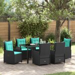 vidaXL Ensemble de salle à manger pour jardin 7 Pièces Noir Osier PE