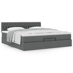 VidaXL Cadre de lit ottoman avec matelas gris foncé 180x200 cm tissu
