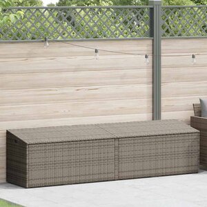 vidaXL Boîte de rangement de jardin gris 220x50x58 cm résine tressée