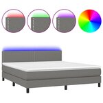 vidaXL Sommier à lattes de lit et matelas et LED Gris foncé 180x200 cm