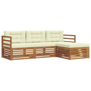 vidaXL Ensemble de canapés d'extérieur 4 pc Naturel et Crème