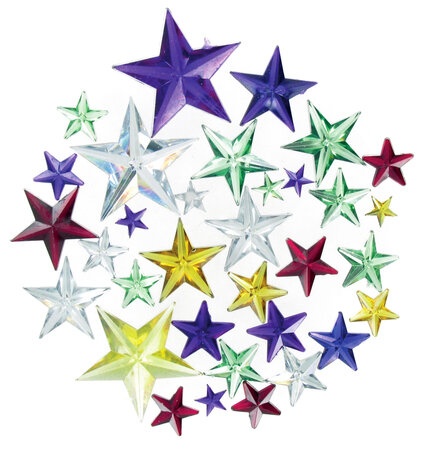 Strass étoiles multicolores 0,7 à 2 cm 204 pièces - MegaCrea DIY