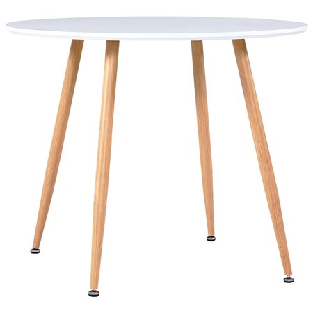 vidaXL Table de salle à manger Blanc et chêne 90x73 5 cm MDF