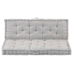vidaXL Coussins de plancher de palette lot de 2 Coton Gris