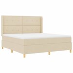 vidaXL Lit à ressorts avec bandes LED Crème 180 x 200 cm tissu
