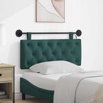 vidaXL Tête de lit suspendue Avec lumière LED Vert foncé Tissu