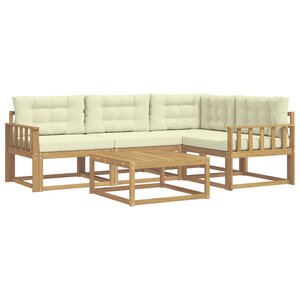 vidaXL Ensemble de canapés d'extérieur 5 pc Blanc et crème Polyester