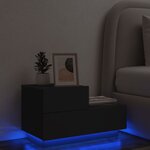 vidaXL Table de chevet avec lumières LED noir 70x36x40 5 cm