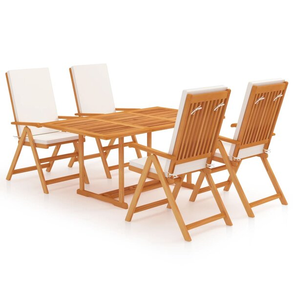 vidaXL Ensemble à manger de jardin 5 Pièces coussins Bois de teck massif