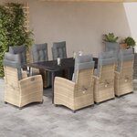 vidaXL Ensemble à manger de jardin et coussins 9 Pièces mélange beige