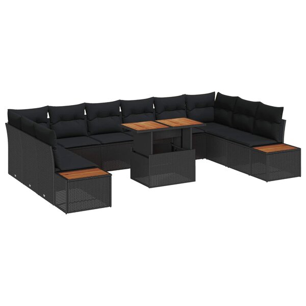 vidaXL Ensemble de salle à manger pour jardin 11 Pièces Noir et Marron