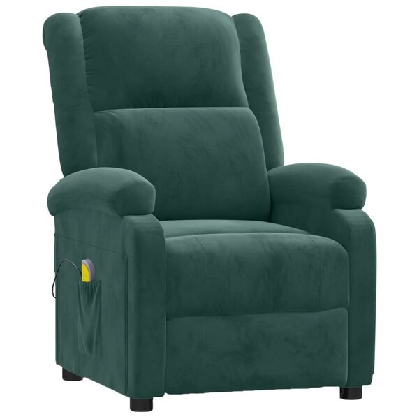 vidaXL Fauteuil de massage Vert foncé velours