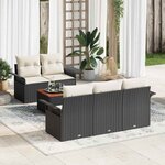 vidaXL Ensemble de canapé de jardin 6 Pièces Noir  Crème 55 x 55 x 37 cm