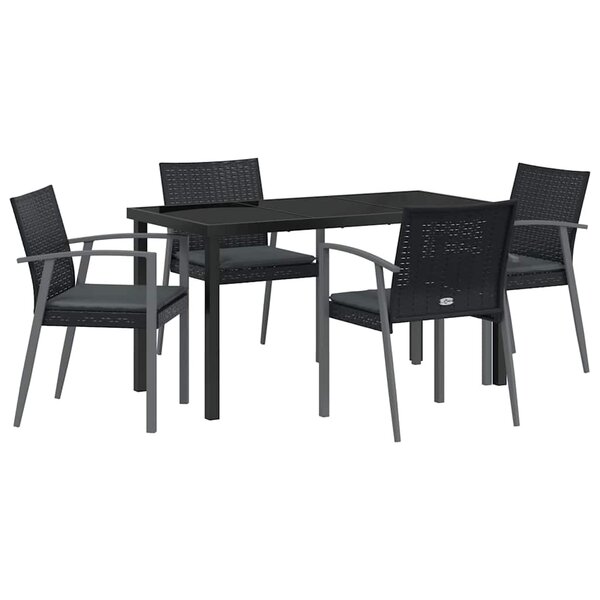 vidaXL Ensemble de salle à manger pour jardin 5 Pièces Noir et gris