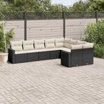 vidaXL Salon de jardin 9 Pièces avec coussins noir résine tressée