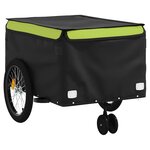 vidaXL Remorque de vélo noir et vert 45 kg fer