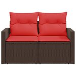vidaXL Canapé de jardin avec coussins 2 places en résine tressée marron