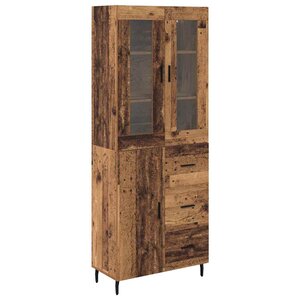 vidaXL Haut Armoire 2 Pièces Bois Ancien Bois Aggloméré et Verre