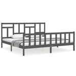 vidaXL Cadre de lit sans matelas gris 200x200 cm bois massif de pin