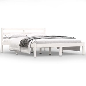 vidaXL Cadre de lit sans matelas bois de pin massif 140x190 cm blanc