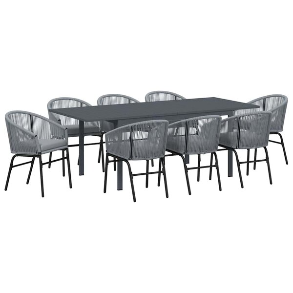 vidaXL Ensemble de salle à manger pour jardin 9 Pièces Gris Poly rotin