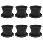 vidaXL Pots de plantes 6 Pièces Noir Ø 12 5 x 10 cm Plastique
