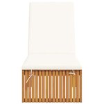 vidaXL Chaise longue avec coussin 200 x 55 x 30 cm en bois d'acacia