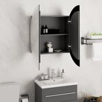 vidaXL Armoire de salle de bain miroir rond et LED Gris 54x54x17 5 cm