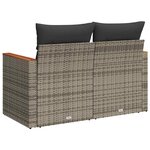 vidaXL Canapé de jardin 2 places avec coussins gris résine tressée
