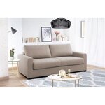 HEXAGONE Canapé droit convertible 3 places MAXIME - Tissu Beige - Couchage express - 194 x 96 x 83 cm