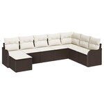 vidaXL Ensemble de canapé de jardin 8 Pièces Marron et blanc Poly rotin